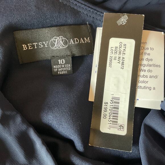 Betsy & Adam Blue Chiffon One Shoulder Mini Fit and Flare Size 10 Long Sleeve - Picture 10 of 14